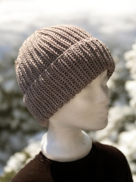 Rippstrickhaube rund mit Krempe aus Öko-Merinowolle, EXP-zertifiziert, mulesing-frei